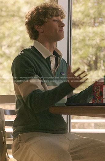 Jeremiah's green colorblock rugby shirt on The Summer I Turned Pretty