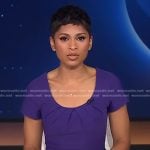 Jericka Duncan’s purple pleated neck dress on CBS Evening News