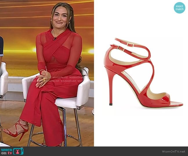Jimmy Choo Lance Sandals in Red worn by Nikki Bella on Today