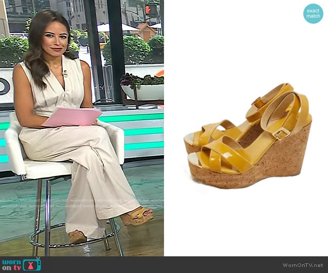 Jimmy Choo Patent Leather Wedge Platform Sandals worn by Kaylee Hartung on Today
