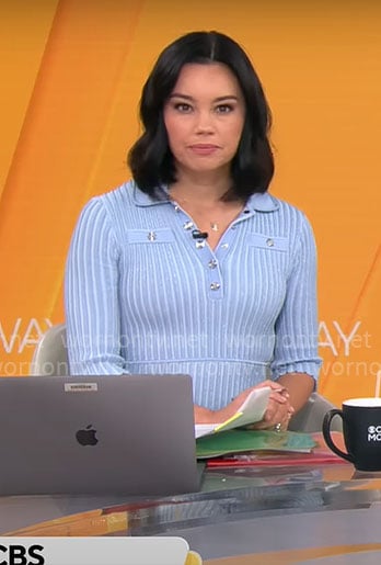 Jo Ling Kent’s blue knit dress on CBS Mornings