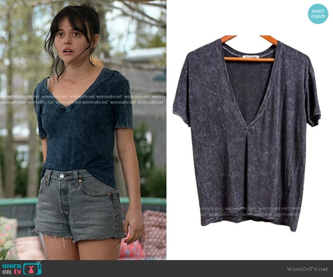 Joah Brown Plunge V-neck Tee in wash graphite worn by Cadence Sinclair Eastman (Emily Alyn Lind) on We Were Liars