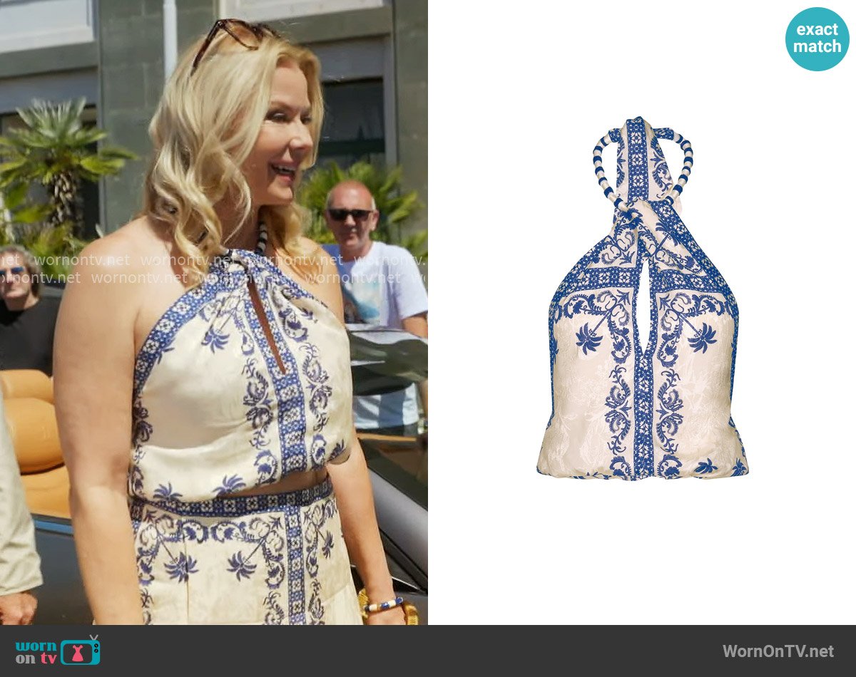 Johanna Ortiz Galena Cantos Andaluz Halter Top worn by Brooke Logan (Katherine Kelly Lang) on The Bold and the Beautiful