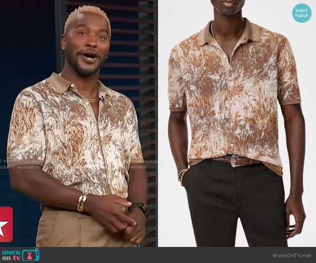 John Varvatos Demonte Shirt in Fossil Gray worn by Scott Evans on Access Hollywood