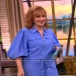 Joy’s blue puff sleeve jacket and pants on The View