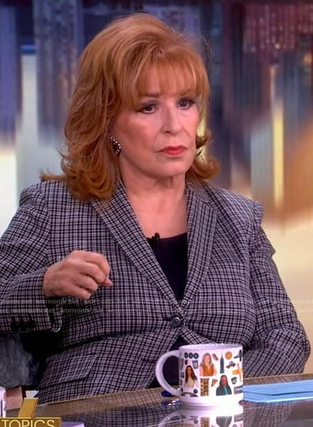 Joy’s gray check print blazer on The View