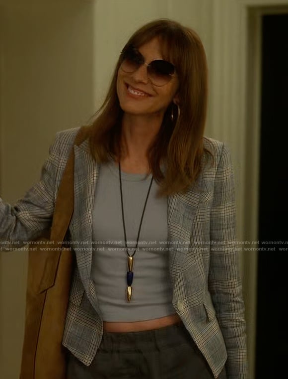 Joy’s plaid cropped blazer on And Just Like That