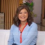 Juju’s blue blouse with orange trim on Good Morning America
