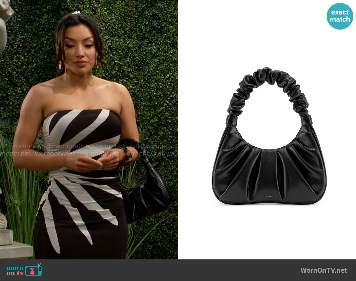 JW Pei Gabbi Ruched Faux Leather Hobo worn by Audra Charles (Zuleyka Silver) on The Young and the Restless