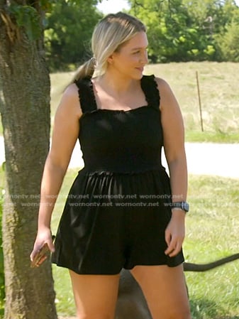 Kacie's black smocked romper on The McBee Dynasty Real American Cowboys
