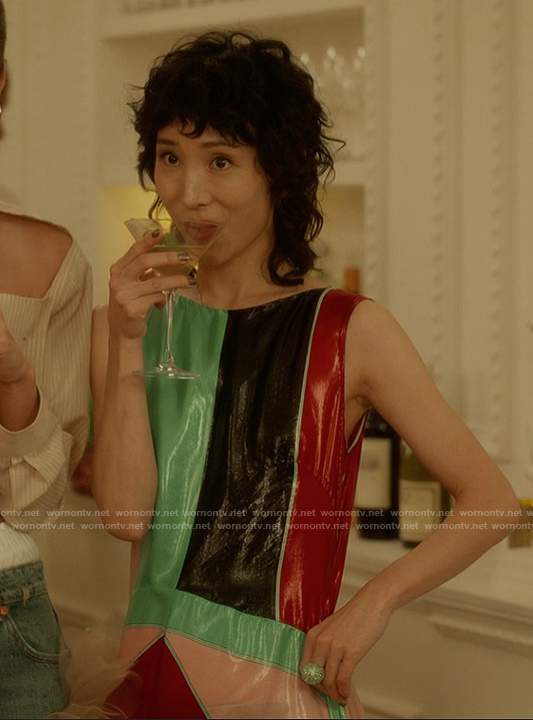 Kai's colorblock sleeveless dress on And Just Like That