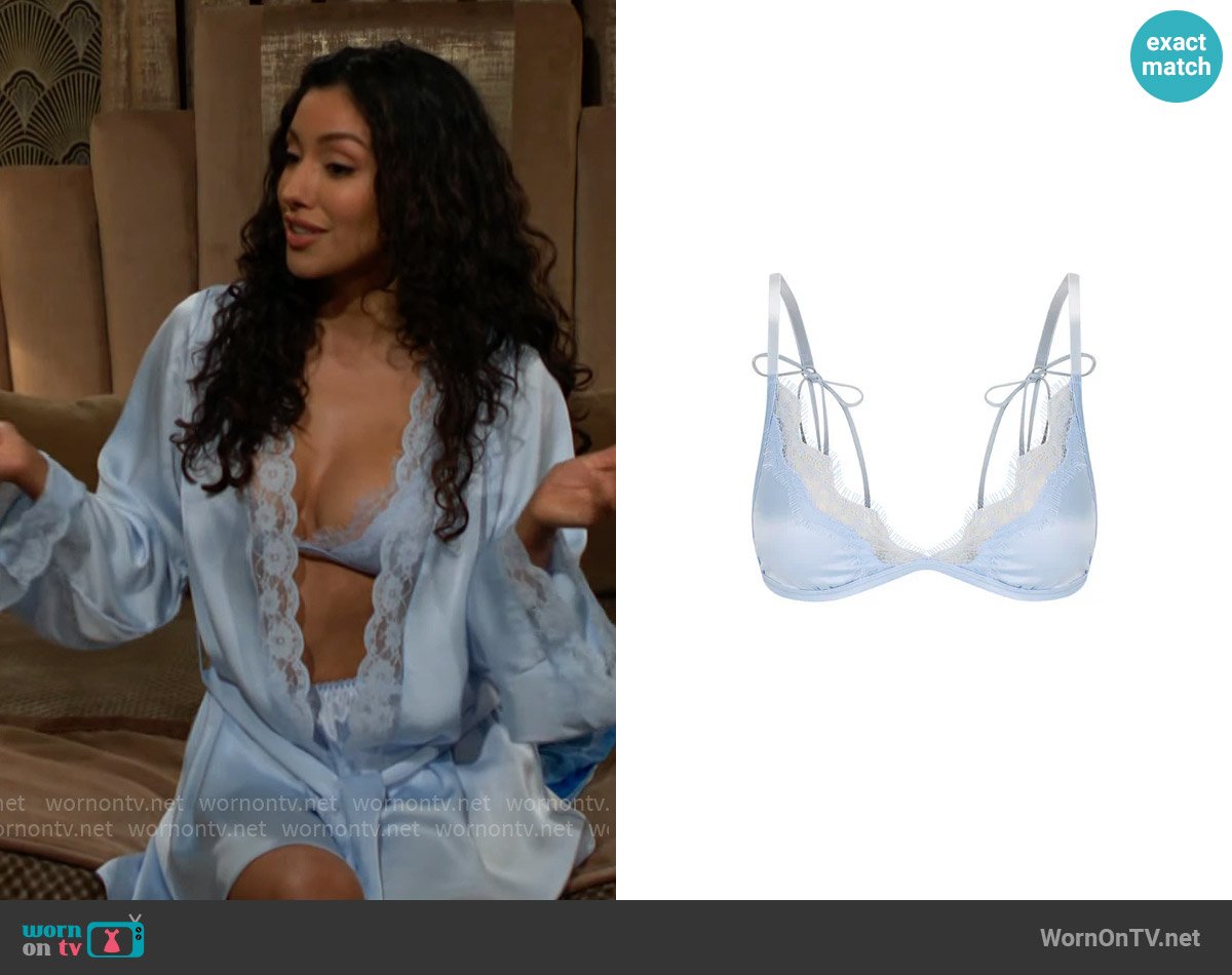 Kat the Label Sorrento Bralette in Frost worn by Audra Charles (Zuleyka Silver) on The Young and the Restless