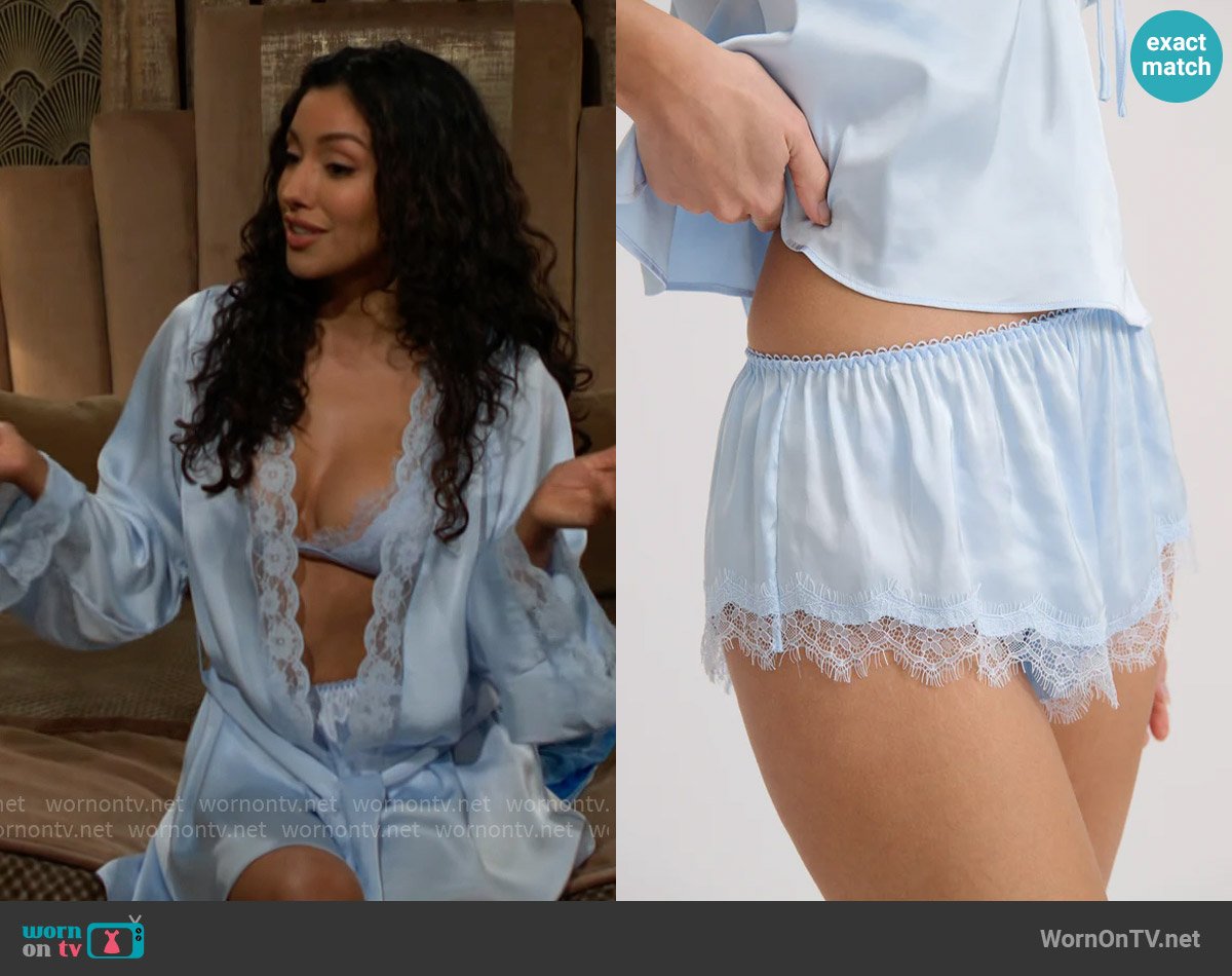 Kat the Label Sorrento Short in Frost worn by Audra Charles (Zuleyka Silver) on The Young and the Restless