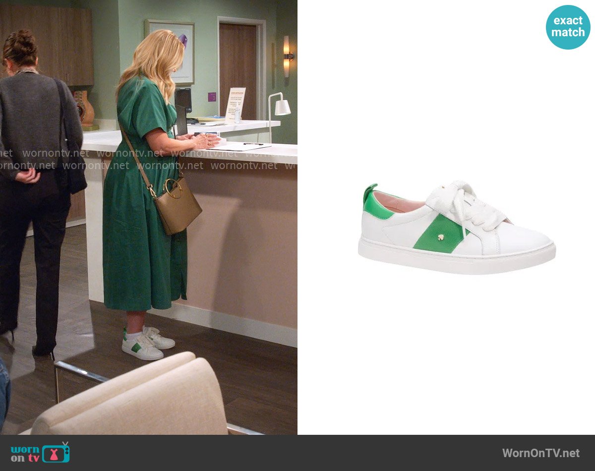 Kate Spade Adorn Sneaker In Optic White/Fresh Green worn by Leanne Murphy (Leanne Morgan) on Leanne