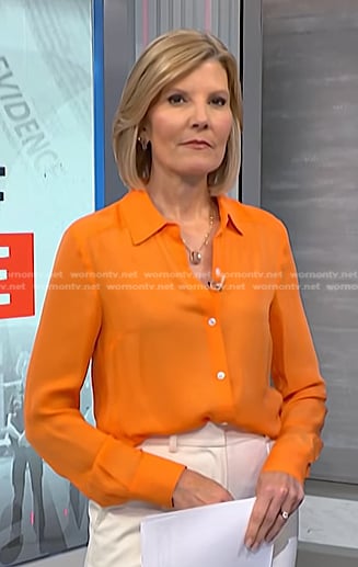 Kate's orange button down blouse on NBC News Daily