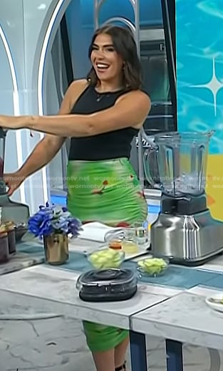 Katie Stilo’s green floral ruched skirt on Today