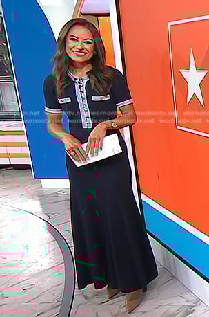 Kaylee's navy denim trim maxi dress on Today