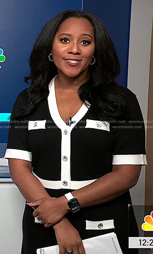 Kay's black contrast trim dress on NBC News Daily
