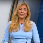 Kelly Cass’s light blue tie-waist dress on CBS Mornings