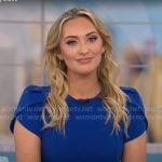 Kelly O’Grady’s blue short sleeve sheath dress on CBS Mornings