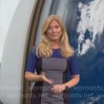 Kelly Cass’s grey and blue colorblock dress on CBS Mornings