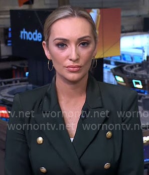 Kelly O’Grady’s dark green blazer on CBS Mornings