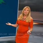 Kelly Cass’s orange bandage dress on CBS Mornings