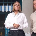 Keltie’s white embellished top and skirt on E! News
