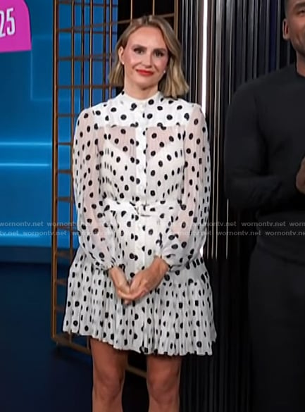 Keltie's white polka dot print mini dress on E! News