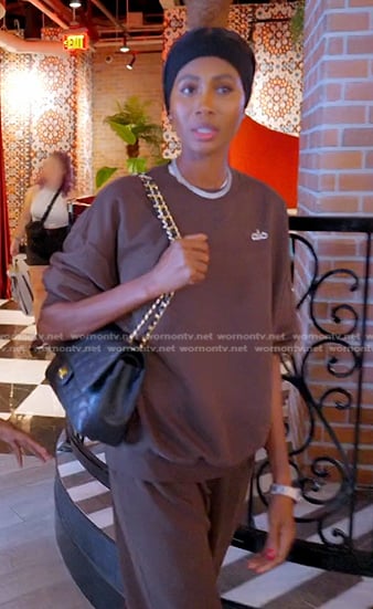 Kiki’s brown sweatshirt on The Real Housewives of Miami