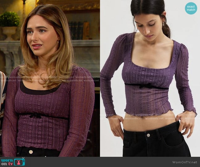 Kimchi Blue Jewel Lace Top worn by Holly Jonas (Ashley Puzemis) on Days of our Lives