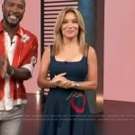 Kit’s blue floral embroidered square neck dress on Access Hollywood