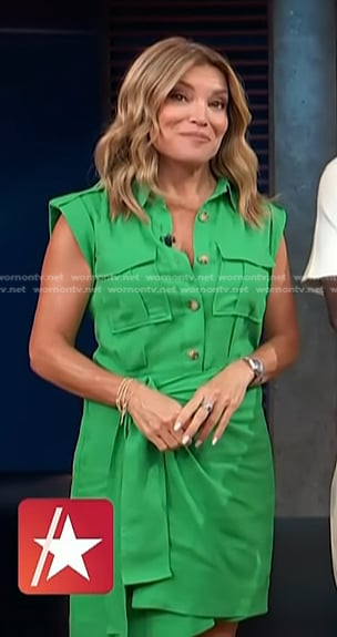 Kit's green utility shirtdress on Access Hollywood