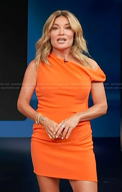 Kit's orange one shoulder mini dress on Access Hollywood