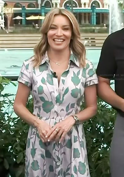 Kit's pink floral print shirtdress on Access Hollywood
