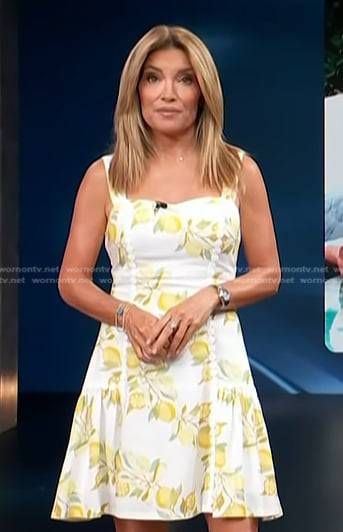 Kit’s white lemon print mini dress on Access Hollywood