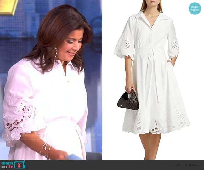 Ana’s white lace trim shirtdress on The View