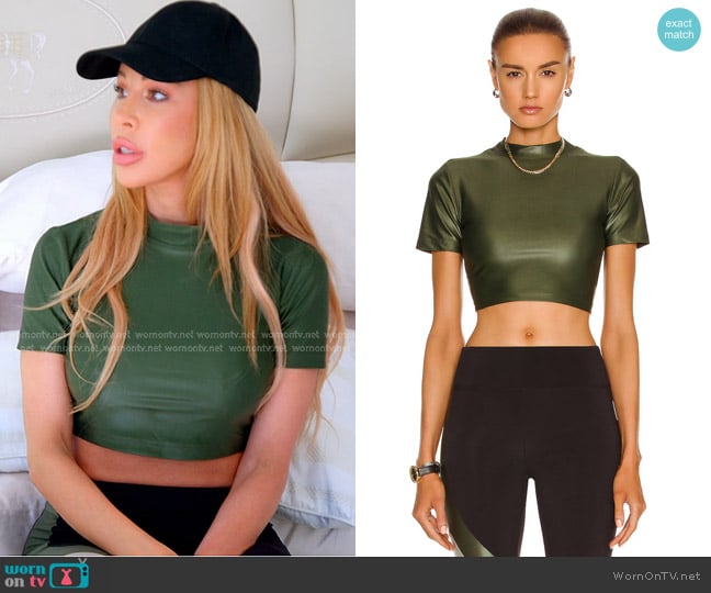 Koral Stella Infinity Crop Top in Juniper worn by Lisa Hochstein (Lisa Hochstein) on The Real Housewives of Miami