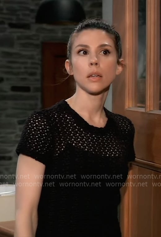Kristina’s black crochet top on General Hospital
