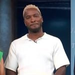 Scott’s white horizon print polo on Access Hollywood