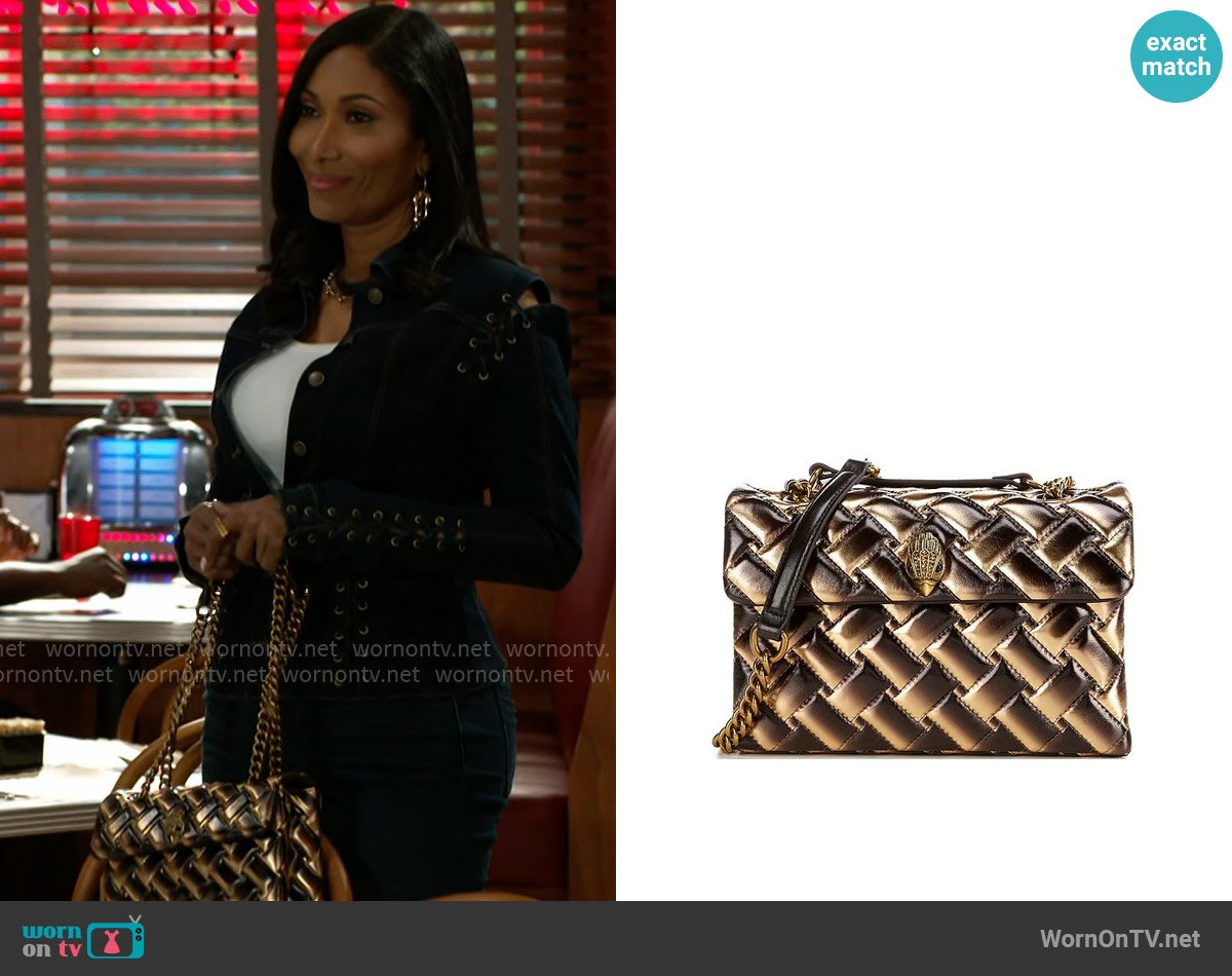 Kurt Geiger Quilted Ombre Leather Kensington Crossbody Shoulder Bag worn by Dana 'Leslie' Thomas (Trisha Mann-Grant) on Beyond the Gates