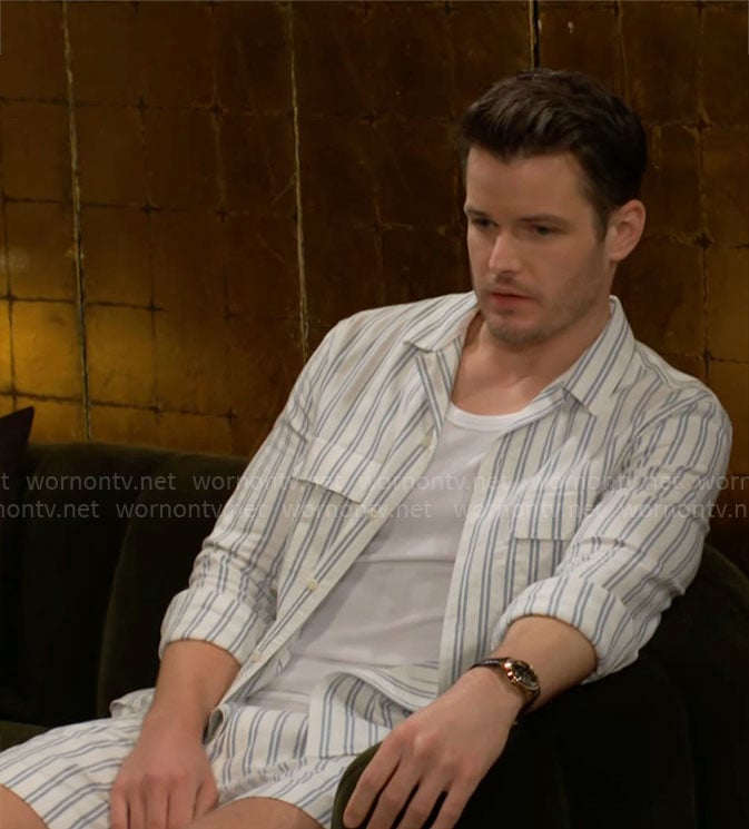 Kyle's striped shirt and shorts set on The Young and the Restless