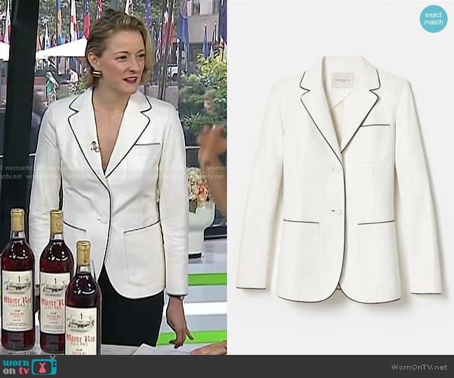 Lafayette 148 NY Glove Lambskin Leather Piped Three Pocket Blazer worn by Vanessa Price on Today