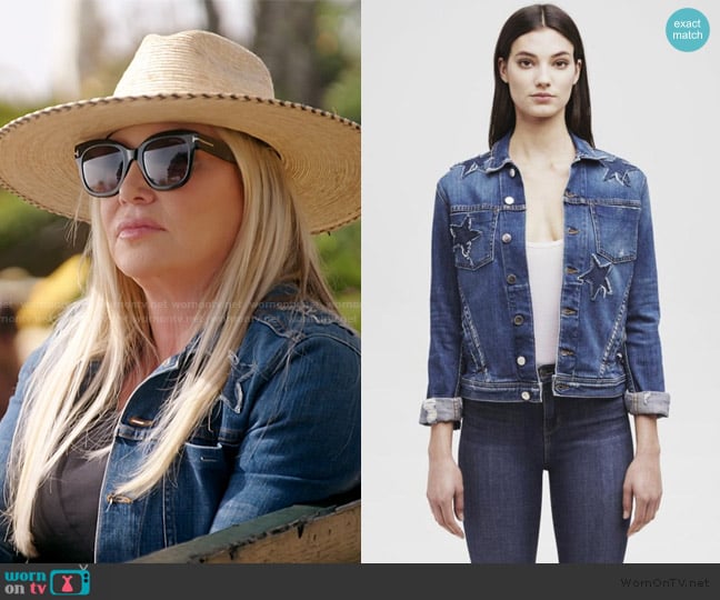 L'Agence Celine Slim Denim Jacket worn by Shannon Beador on The Real Housewives of Orange County