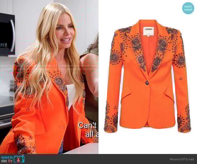 L'Agence Chamberlain Blazer in Orange worn by Alexia Echevarria (Alexia Echevarria) on The Real Housewives of Miami