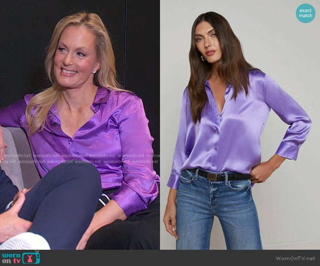 L'Agence Dani Silk Blouse in Electric Purple