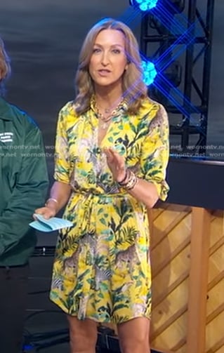 Lara’s yellow animal print shirtdress on Good Morning America