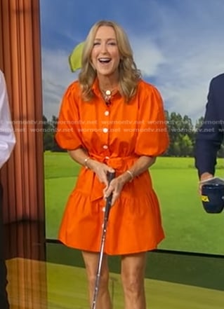 Lara’s orange mini shirtdress on Good Morning America