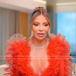 Larsa’s red ruffle tulle confessional bodysuit on The Real Housewives of Miami
