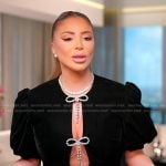 Larsa’s black embellished confessional top on The Real Housewives of Miami